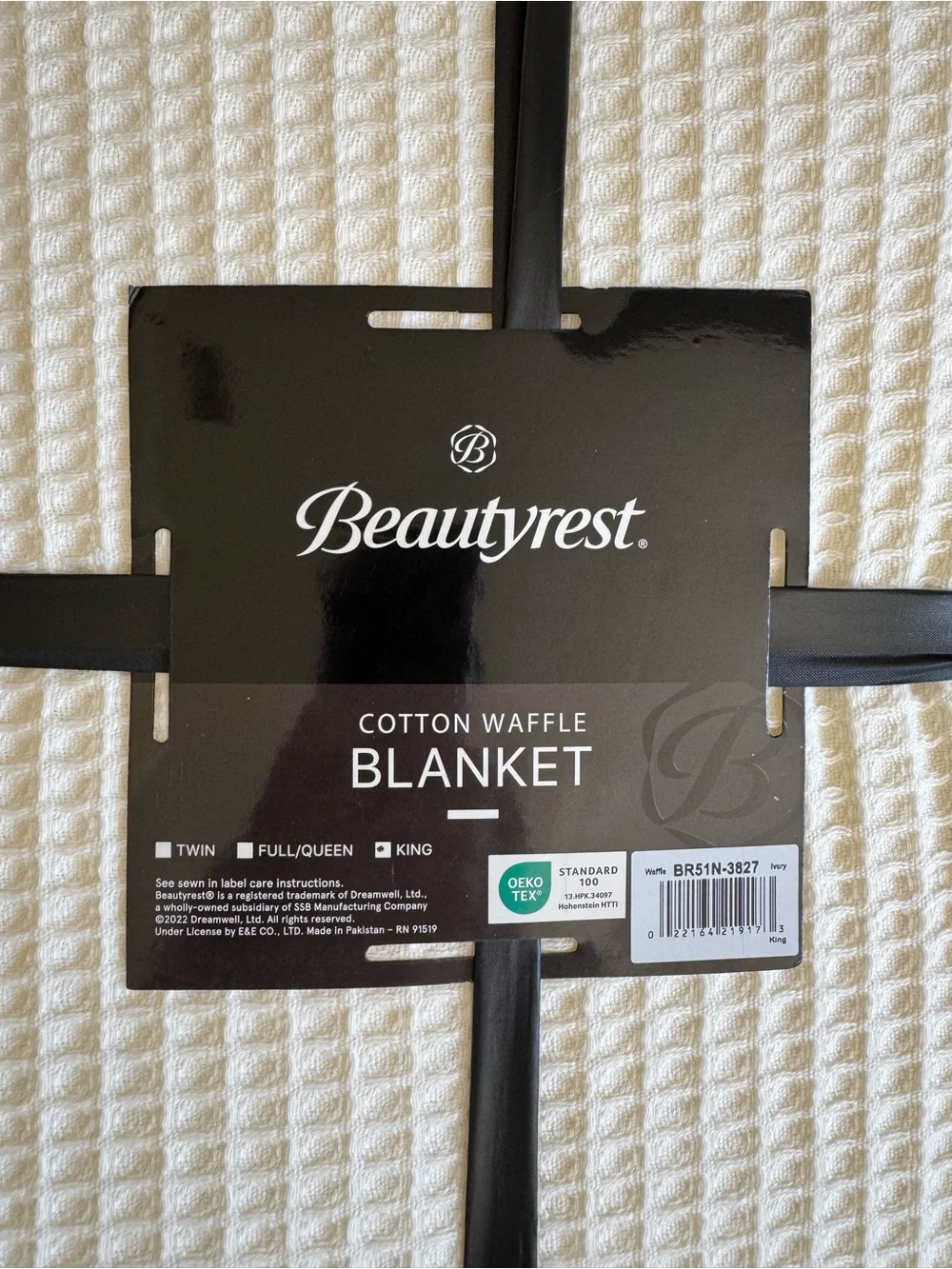 Beautyrest Blanket Waffle Weave Cotton Khaki Full/Queen Lightweight
